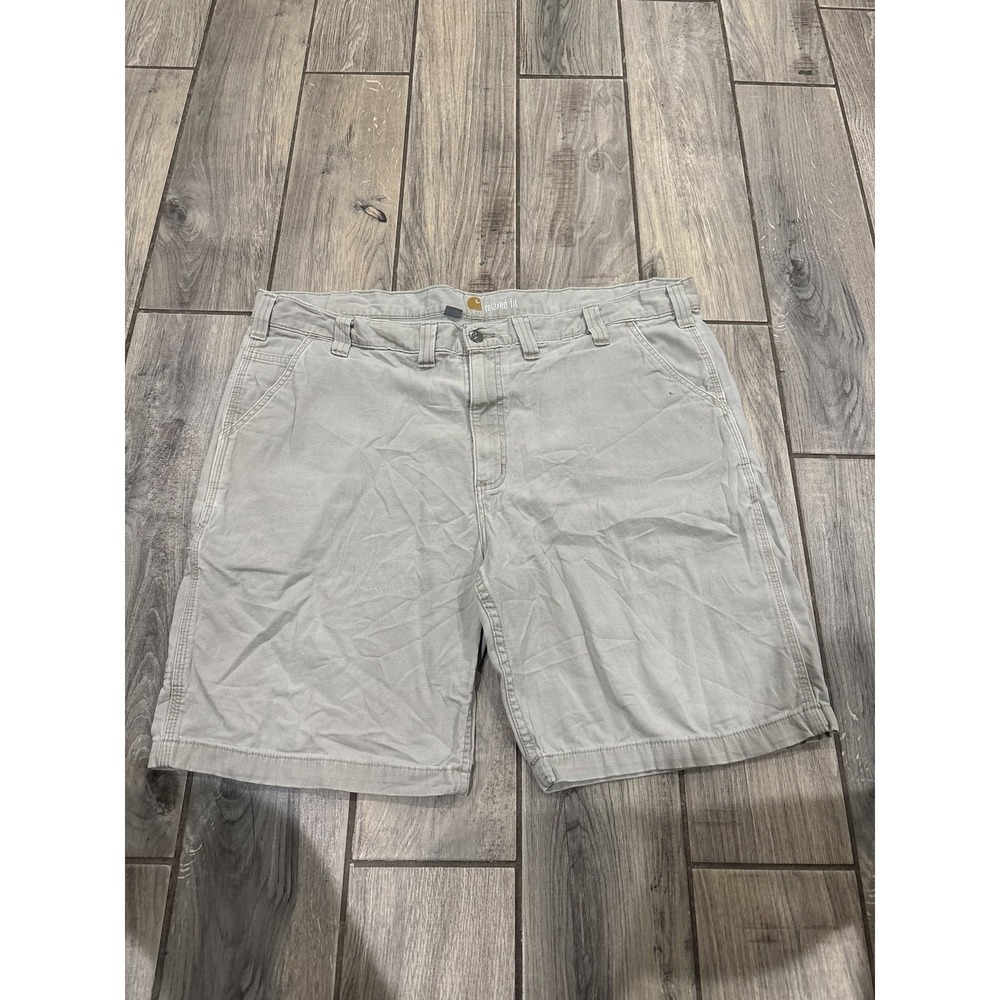 Carhartt Men's Relaxed Fit Work Shorts Stone Gray Size 44 Heavy Duty Utility